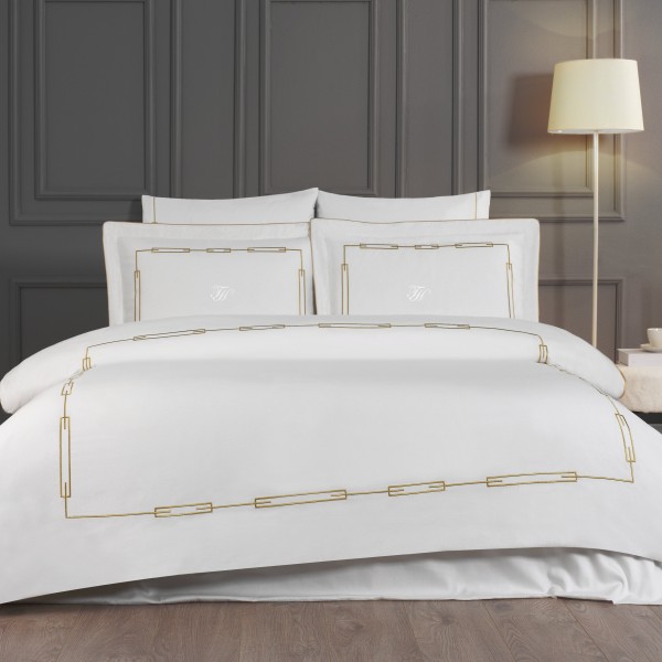 Комплект постельного белья Tivolyo Home CHANEL кремовый - золотой